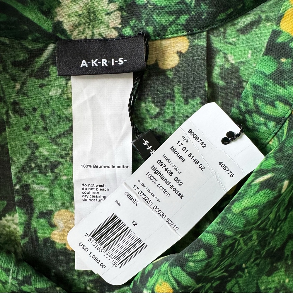 Akris Buttercup Voile Floral Print Tunic Button Down | 12 NWT - Picture 10 of 13